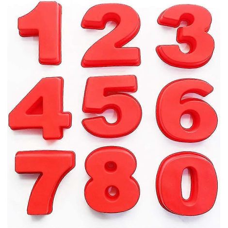 Moule à gâteau en silicone chiffres numériques de 0 à 9 (9 pièces) (1/4)