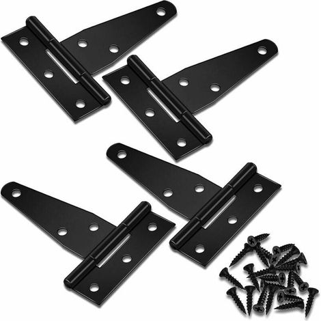 Charnière en T lourde noire - Porte jardin - 9,7 cm - 4 pièces - Finition noire (1/5)