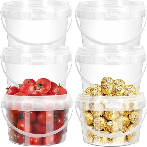 Transparente Vorratseimer mit Deckel, luftdicht und auslaufsicher, aus robustem Kunststoff, geruchsneutral und leer (6er-Pack) (500 ml) (1/5)