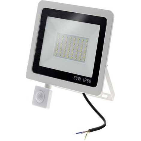 Projecteur LED 50W Blanc détecteur de mouvement extérieur IP65 Température de Couleur: Blanc froid 6500K (1/4)