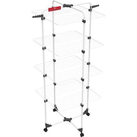 Séchoir tour, Longueur de séchage de 40 mètres, Flexible, Facile à déplacer et à transporte, Roulettes pivotantes, Porte chaussettes (1/5)