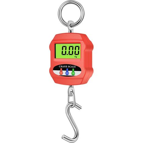 Bilancia elettronica a gru da 300 kg/660 libbre, mini bilancia digitale a sospensione con gancio, colore rosso (1/5)