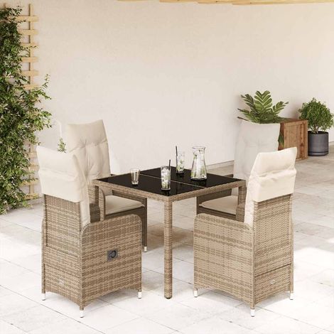Ensemble de bistro de jardin 5 pcs-Salon de jardin bistro coussins beige poly rotin 540627 (1/5)