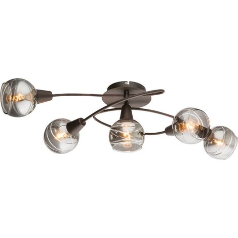 Plafonnier LED projecteur boules de verre lampe bronze fumée éclairage chambre  Globo 54347-5