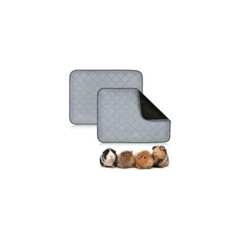 Lot de 2 tapis pipi lavables pour rongeurs et cochons d’Inde, absorbants et réutilisables, gris clair (1/5)
