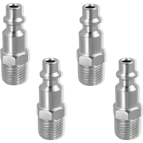 Raccord Rapide Air Comprimé 1/4 NPT Mâle en Métal, Embouts Pneumatiques Filetés pour Compresseur et Outils, Connecteurs Atelier Garage Réparation Équipement - (1/5)