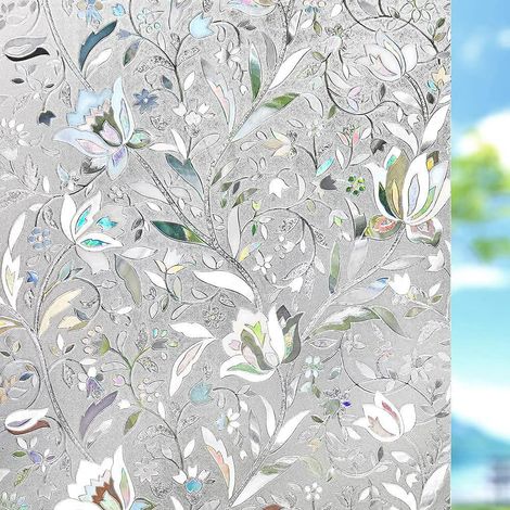 Film adhésif pour fenêtre 45 x 200 cm - Film statique pour intimité, opaque et teinté à la lumière - Motif tulipe 3D (1/5)
