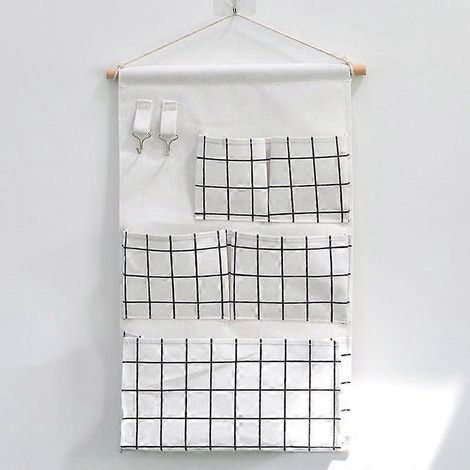 Sac de rangement mural à 5 poches, idéal pour la cuisine, la salle de bain et le bureau (blanc) (1/5)