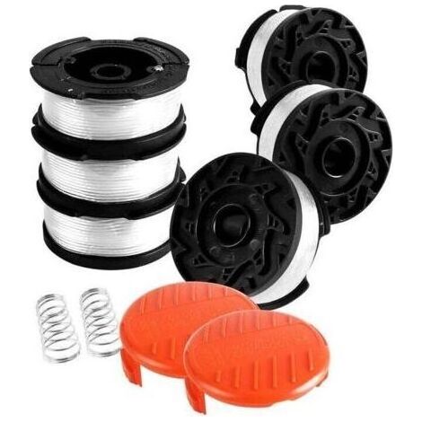 8 Pack Bobine Fil Coupe Bordure Compatible avec Black et Decker Coupe Bordures, Bobine de Fil Debroussailleuse,6 Fil Coupe Bordure,2 Couvercle,2 Ressort, (1/5)