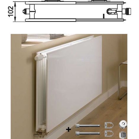 Kermi Radiateur à soupape hygiénique Plan Therm-x2 Type 20 605x605mm Position de la soupape à droite PTV200600601R1K (1/4)