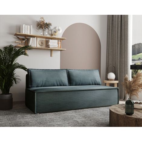 Sofa Designersofa AMANDA 3-Sitzer mit Schlaffunktion in Stoff Zoom Azurblau (1/5)