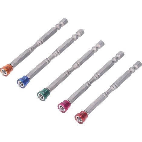 Lot de 5 embouts de tournevis aimantés collier 1/4in hex femelle acier alliage pour visseuse perceuse électrique (1/5)
