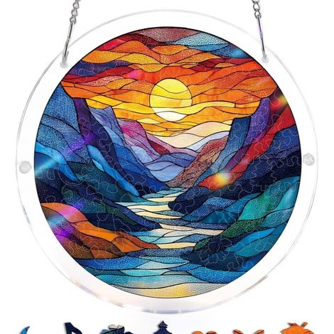 Atrapasueños decorativo de acrílico, estilo vidriera, ideal para la decoración de interiores y como regalo de cumpleaños. (1/5)