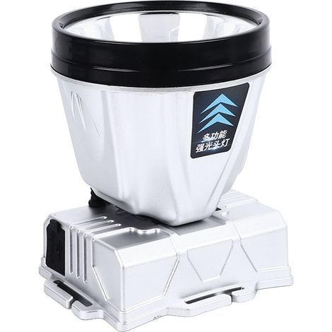 Super bright rechargeable headlamp, 800 mAh lithium-ion battery, waterproof, high power, with display for outdoor activities, silver (1/5)