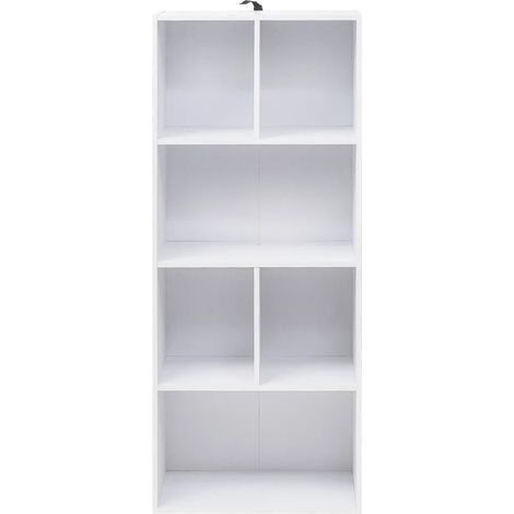 Bibliothèque étagère sur pied en MDF blanc 50 x 30 x 118 cm (1/5)