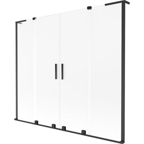 Mexen Velar L Duo mampara de bañera de 2 puertas deslizantes 200 x 150 cm, escarcha, negro - 896-200-003-32-70 (1/2)
