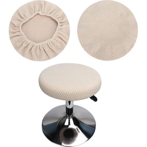 2pcs beige Housse Tabouret Rond, Housse Tabouret de Bar Rond, Housse Tabouret Rond élastique, Lavable Facile d'entretien Doux et Durable, pour Tabouret (1/4)