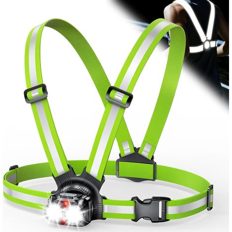 ISEYOU 800LM Lauflampe, 6 Modi, verstellbarer Abstrahlwinkel (45°), wasserdicht (IPX5), wiederaufladbare Brustlampe für Joggen, Spazierengehen und Outdoor-Sportarten, 4–25 Stunden Akkulaufzeit (1/5)