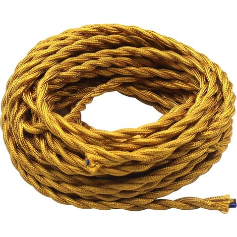 10 Metres Retro Braided Electric Wire Round Gold Fabric 2 Core Vintage Wire Suitable for DIY Pendant Lamp and Appliances (1/5)