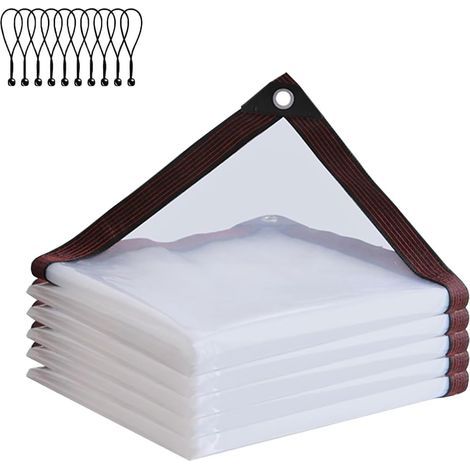 1 Bâche transparente avec œillets, imperméable et anti-UV, pour terrasse, serre et poulailler (1/5)