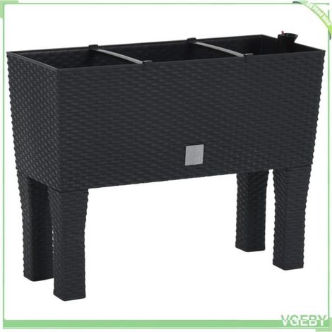 Lit surélevé de jardin - FAFEICY - 152208 - Anthracite 60x25x46 cm - Polypropylène aspect rotin - Insert d'irrigation (1/5)