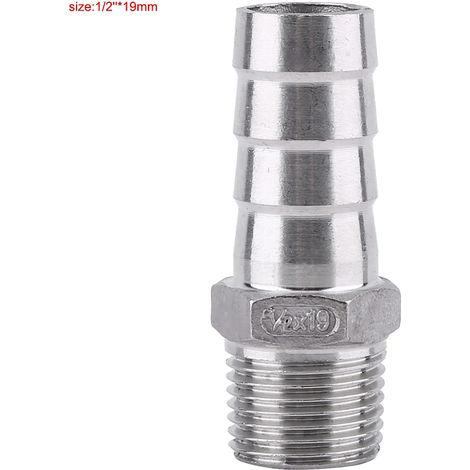 Edelstahl-Wasserrohrverbinder mit Außengewinde und Schlauchanschluss (1/2" x 19 mm) (1/5)