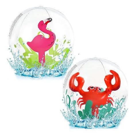 Beach Ball, Inflatable Beach Ball, 3D Beach Ball, Flamingo and Crab, Outdoor Play for Adults and Children, Beach and Pool Party