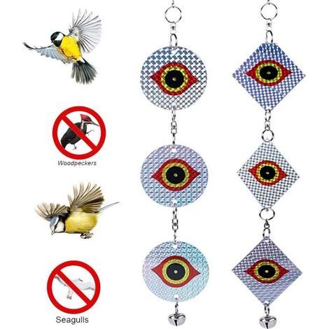 Bird Repellent, Reflective Scarecrow, Bird Deterrent, and Hanging Bells for Farm, Orchard, or Balcony