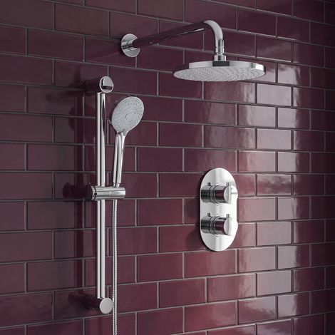 Signature Round Dual Concealed Mixer Shower with Shower Kit + Fixed Head - Chrome (1/5)