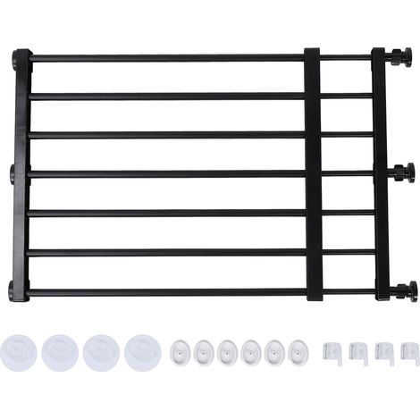 Kurzes, ausziehbares, verstellbares, vielseitiges und einfach zu montierendes Hundegitter, ideal für Türen, Treppen, Fenster und Küchen. Farbe: Schwarz, große Ausführung, Höhe: ca. 42 cm. (1/5)