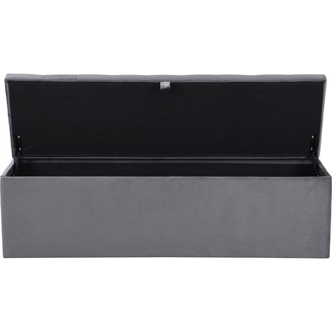 Banc coffre en velours gris 138 cm, ottomane de chambre avec grand espace de rangement, banc de lit élégant et siège d'appoint pratique CHICFURN (1/5)