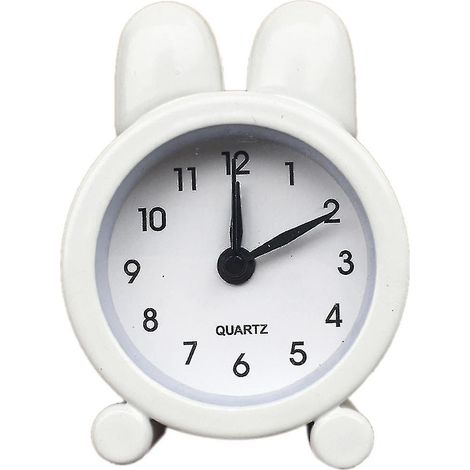 Réveil oreilles de lapin (1 pièce), horloge de chevet en métal, décoration pour la maison ou la chambre (blanc). (1/2)