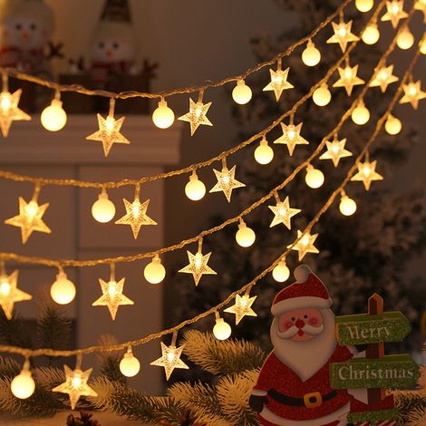 Guirlande Soavoa 100 LED Solaire Étanche Intérieur Extérieur Noël Fête Décoration Chambre 12 Mètres (1/4)
