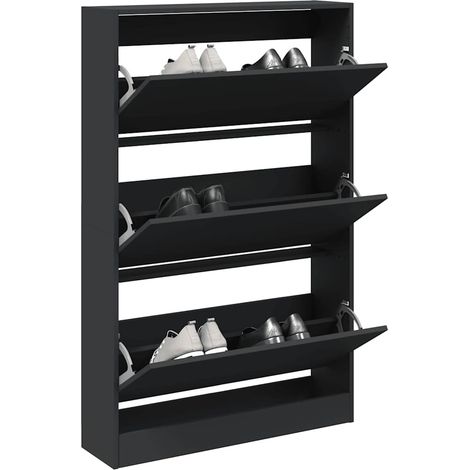 Schuhschrank Schwarz 80x21x125,5 cm Holzwerkstoff
