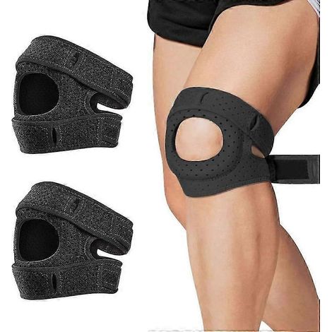 Orthopädische Knieschoner, 2er-Set, verstellbar, mit seitlichen Stabilisatoren, für Läufer, Tennisspieler und Menschen mit Arthritis (schwarz). (1/5)
