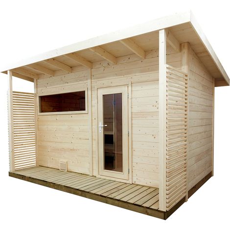 Sentiotec Gartensauna Scala Large Saunahaus aus Fichte Massivsauna ca. 459x313x272 cm (1/5)