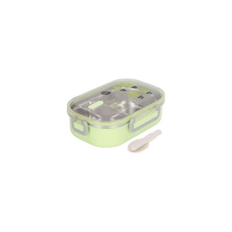 Boîte bento isotherme en acier inoxydable 304 – Motif cactus vert – Avec compartiments (1/5)