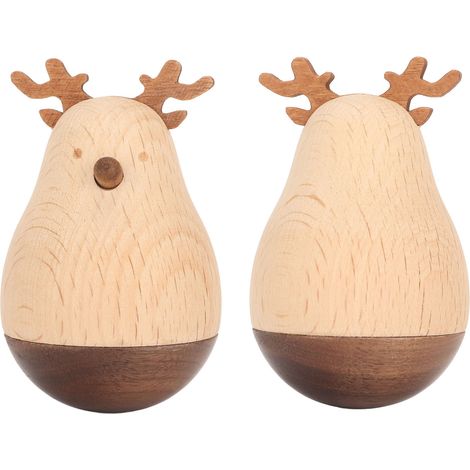 Jouet rondouillard en forme de cerf : un jouet décoratif en bois mignon, délicat, robuste et durable, qui attire le regard et convient aux enfants, aux familles et aux écoles. (1/5)
