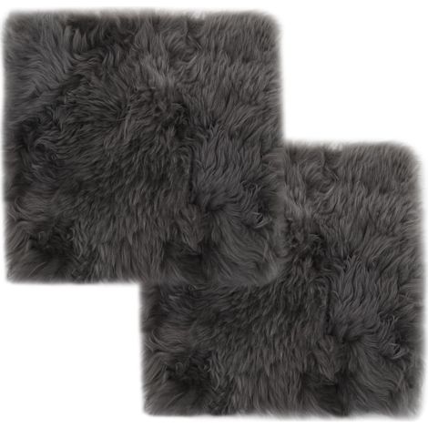 Lot de 2 coussins de chaise gris clair 40x40 cm mouton véritable DEC021288