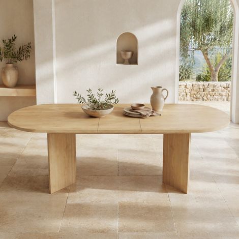 Table extensible de comedor MDF color roble 160/200x90 cm, para 6-8 personas (1/5)