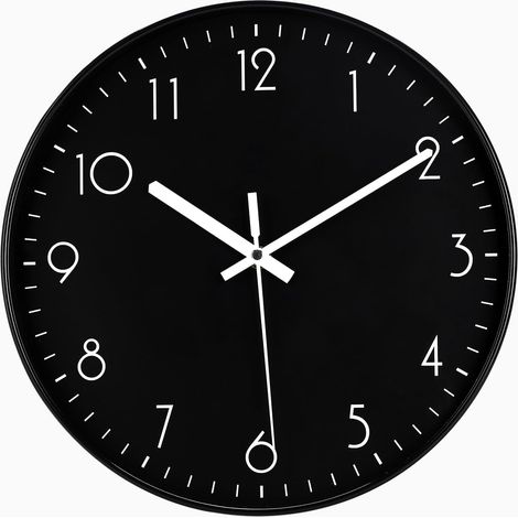 30cm Modern Wall Clock Silent Non Ticking, High Quality Quartz Movement Battery Operated Pendulum Easy to Read, Suitable for Bedroom