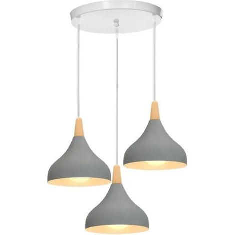 U-Do 3 Têtes Suspension Luminaire Éclairage Lustre Cage en Fer Gris E27 Lampe Disque Lustre Intérieur design Créatif pour Chambre (1/4)