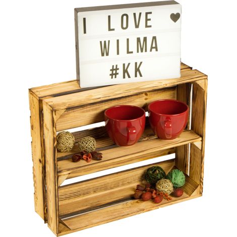 flaches Obstkistenregal "Wilma Längs" geflammt (1/4)