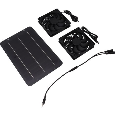 Ventilateur solaire double 10W avec filet de protection pour poulailler, serre, niche (1/5)
