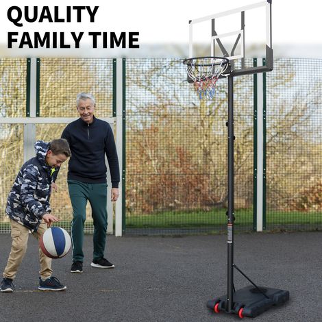 Basketballkorb (117x78.5x19.5 cm), höhenverstellbar, für Kinder und Erwachsene, PVC, Stahl, Schwarz Weiß (1/5)