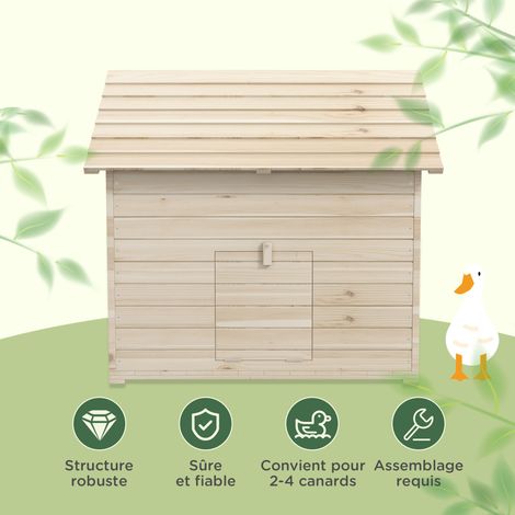 Abri pour canards maison pour canards avec toit ouvrant ventilation et porte-rampe 100 x 82,5 x 91 cm bois naturel (1/5)