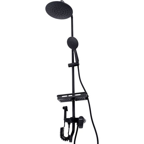 Set doccia in ottone / zinco - Acciaio inossidabile- ABS, nero, acqua calda e fredda, leva singola [QLI-FA-3002] (1/5)