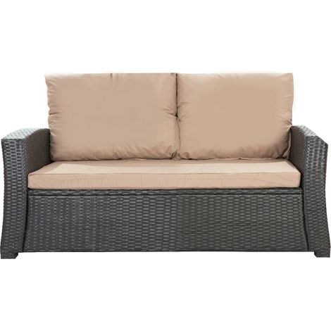 Setgarden – Coussins d'extérieur en résine tressée 112x50x7 cm – Coussin de canapé 2 places – Mousse haute densité – Polyester enduit de téflon