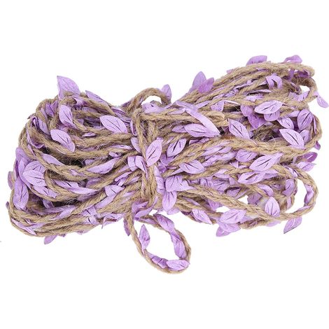 Couronne de 10 mètres en ruban de feuilles artificielles tressées, corde de chanvre, accessoires DIY violets (1/3)