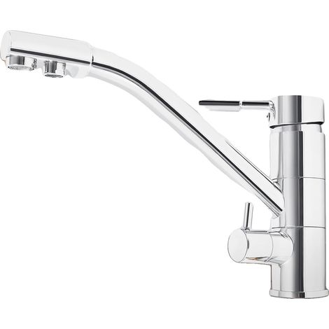 Grifo de cocina, material latón, superficie electrolítica, montaje sobre encimera, control manual, rango de rotación de 360°. (1/5)